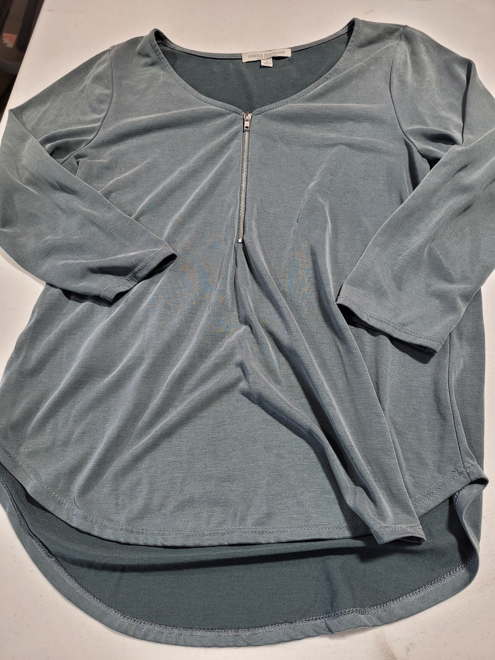 Green Envelope Dusty Green Zip-Front Tunic